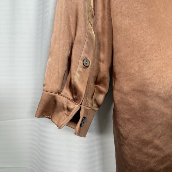 NWT John Mark Satin Woven Button Front Point Collar Long Sleeve Women's Size L - Picture 6 of 11